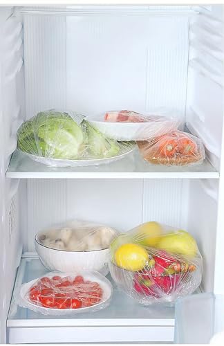 300PCS Disposable Bowl Covers Canning Lids, Plastic Bowl Covers Food Cover Stretch Edging, Flexible Storage Packaging for Storage Containers, Plastic Lids for Disposable Cling Bags for Household