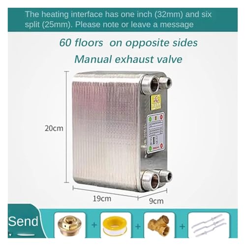 60 Plates Brazed Plate Heat Exchanger Stainless Steel Water Beer Wort Chiller for Home Brewing Beer(2) - size: 2
