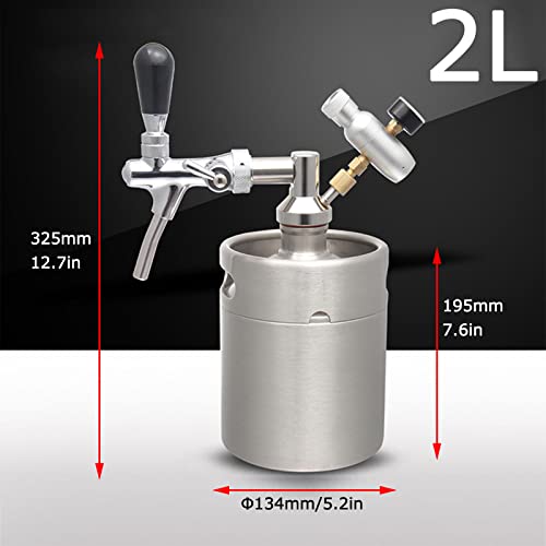 Portable Draft Keg System Stainless Steel Keg Mini Keg Draft System Stainless Steel Portable Mini Keg Dispenser Pressure Regulator Craft Beer Draft Home Brew,2L