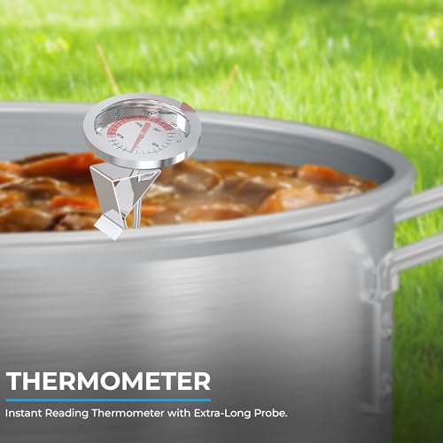 30 Qt Aluminium Stock Pot Kit – Turkey Fryer Pot With Lid, Lifting Hook, Stand & Thermometer – Large Deep Fryer For Frying, Seafood Boiling & Outdoor Cooking - style: 30-Qt Turkey Fryer Pot Kit