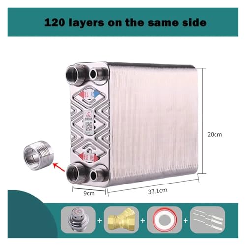50/60/80/100/120-Plate Domestic Hot Water Exchanger Water to Water Brazed Plate Heat Exchanger(120 Same Side) - size: 120 Same Side