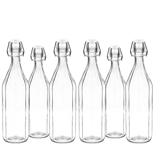 Tiger Chef Swing Top Glass Bottles, Flip Top Bottles For Beverages, Oil Vinegar Kombucha Water Soda Kefir, Beer Brewing, Clear With Airtight Caps, and Leak-Proof Lids (GEOMETRIC, 12) - color: GEOMETRIC