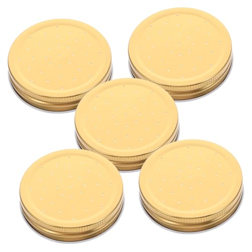 Kisangel 5pcs Metal Bee Feeders Lids Mason Jar Lids Reusable Beehive Watering Station Entrance Lid for Easy Installation Water Feeding Dispenser