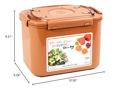 e-jen Premium Kimchi, Sauerkraut Container Probiotic Fermentation with Inner Vacuum Lid (Earthenware Brown, 3.1 gal/ 12L) - color: Earthenware Brown, size: 3.1 gal