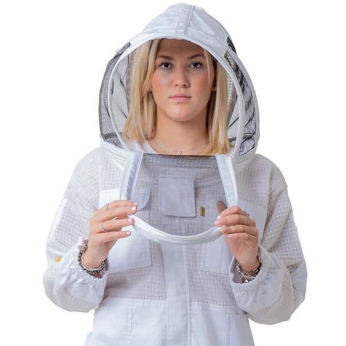 3 Layer Mesh Ventilated Spare Beekeeping Fencing Veil, Professional Beekeeping Suit Hat for Men & Women, Ventilation & Air Mesh Protection, Bee Hunting Net Cap in Folding, White Color. - style: Fencing/Folding Veil