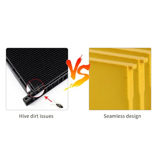 Benefitbee 10 Pack Plastic Deep Beehive Frames, Pre-Carved Langstroth Brood Frames Yellow | One-Piece Seamless pre-carved bee frames, easy clean, fit standard 9-1/8 inch Langstroth deep hive, durable plastic