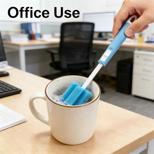 3PCS Adjustable Sponge Cleaning Brush Bottle Cleaning Brush with Plastic Long Handle Cup Cleaner for Coffee Glasses Pot Milk Cup Mugs