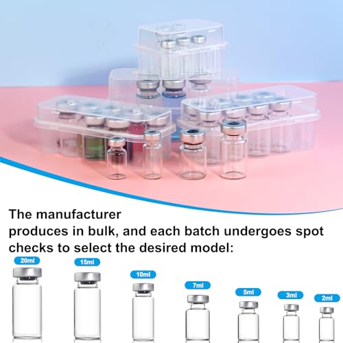 Knixxo 10 Pack 3ml Sealed Sample Vials, Transparent Glass Vials with Self Healing Injection Port - size: 3 ML