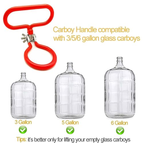 2-Pack Heavy Duty Stainless Steel Carboy Handle With Silicone Coating – Fits 3/5/6/6.5 Gallon Glass Carboys for Beer Brewing & Fermenting