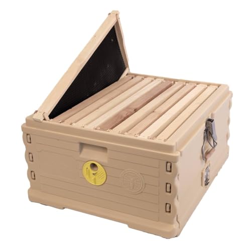 Apimaye Insulated Deep Super with 10 Wood Frames with Premier Double Waxed Foundation. (Tan Body Yellow Entrance) - color: Tan Body Yellow Entrance