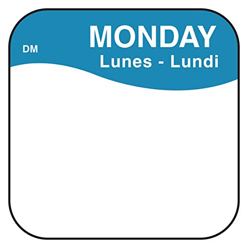 DayMark Day of the Week Dissolvable Label, Monday, 3/4" x 3/4", Blue (Roll of 1000) - size: Monday