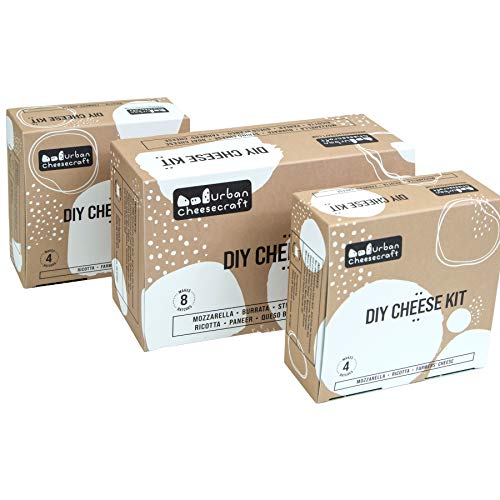 Cheese Making Kit - Mozzarella, Ricotta & Farmers' - 4 Batches, Make Cheese in 1 Hour, Vegetarian Rennet, Great Gift for Cooks, Keto Diet