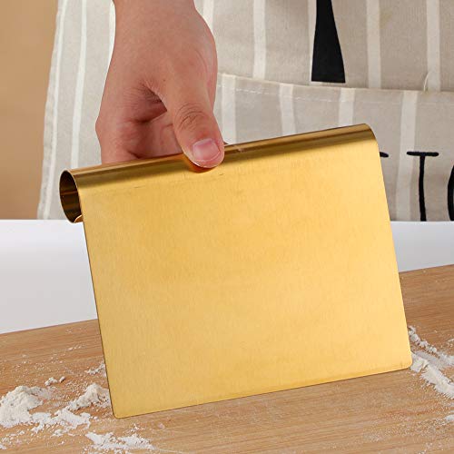 Stainless Steel Multifunctional Flour Scraper Mirror Polished Cake & Pizza Cutter Dough & Pastry Cutter Baking Scale Scraper & Butter Knife With Scale Pastry Bread Separator Gold - color: Gold