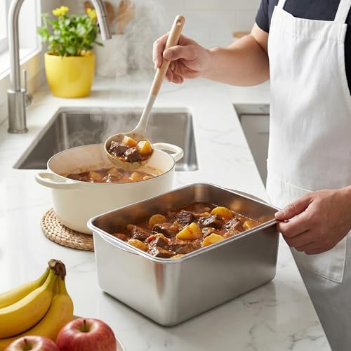 Extra Large 304 Stainless Steel Food Storage Container 7000 ML/240oz – Airtight Leakproof Lid for Roasting Turkey, Kimchi, Baking Casserole, Fruits, Picnic Party – BPA Free, Dishwasher Safe - size: 7000ml Only