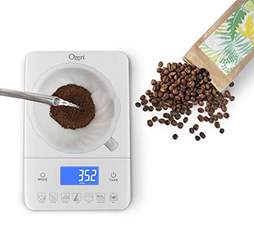 Ozeri Touch III Digital Kitchen Scale with Calorie Counter, 22 lbs (10 kg), White - color: White