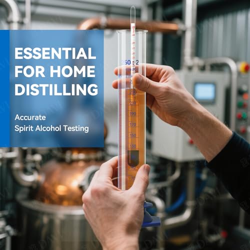 Hydrometer Alcohol 0–200 Proof & Tralle with Glass Test Jar Kit, Lab-Grade Glass Dual Scale for Accurate High-Proof Spirit Testing Moonshine Whiskey Spirits Liquor Proofing Distilling