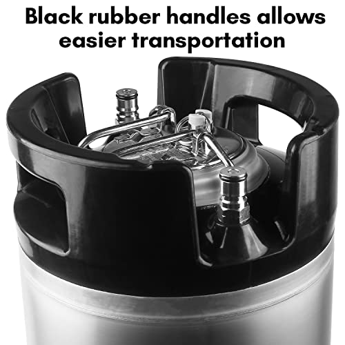 TMCRAFT New 5 Gallon Ball Lock Keg, Stainless Steel Beer Keg with Dual Rubber Handle for Home Brew