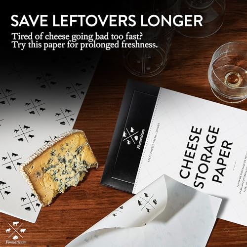 Formaticum Cheese Storage Bags with Storage Paper & Adhesive Labels - Wax Paper Bags & Paper - Cheese Paper for Wrapping Cheese - Porous Brown Paper Bags 6 x 11 (45 x Bags, Sheets & Labels)