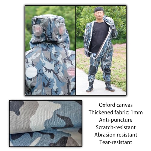 Bee Suit Beekeeper Suit Camo with Beekeeping Gloves,with Round Veil Full Body Beekeeping Suit