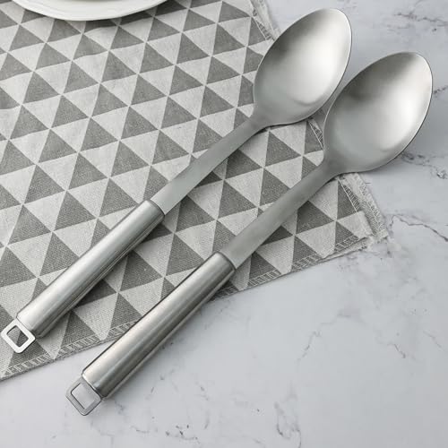 18/0 Stainless Steel Cooking Spoons Set, Serving Spoon & Slotted Spoon, Kitchen Cooking Utensils Set, Housewarming Daily Use Commercial, Pack of 2 - size: Cooking Spoons - 2PCs