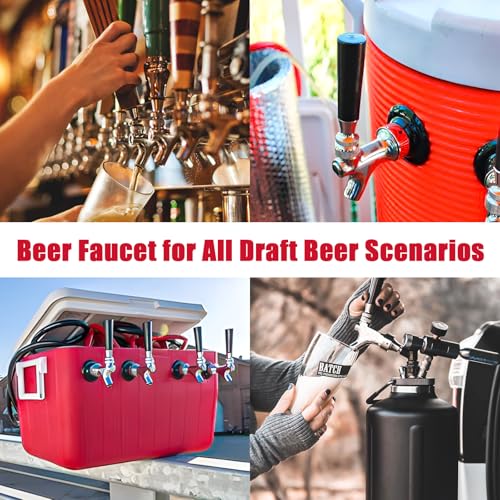 MRbrew Beer Faucet, Stainless Steel Draft Beer Tap for Kegerator, Beer Tower, with Handle & Plug