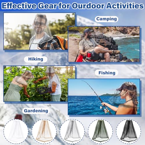 Benvo Mosquito Head Net Mesh Face Neck Fly Netting Cover from Bugs Gnats Noseeums Hat-Compatible Insect Shield for Fishing, Camping, Gardening (2pcs, Grey, Upgraded Big Net) - color: Grey