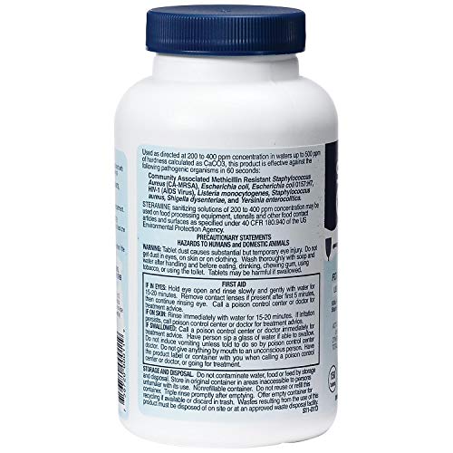 Sanitizing Tablets, Sanitize Food Contact Surfaces, Model 1-G, 150 Sanitizer Tablets per Bottle, Blue, Pack of 1 Bottle