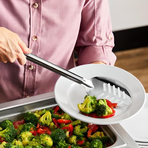 OCS Parts Professional Series Slotted Long Handle Cooking Spoon | Stainless Steel Stirring and Basting Spoon for Home and Commercial Kitchens | Perfectly Drains Liquid and Sauces (1, 15-Inch) - size: 15-Inch