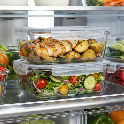 5 Pack 36oz Borosilicate Glass Food Storage Containers Set with Lids, Freezer Meal Prep Containers, Airtight Bento Lunch Container Set, Oven, Freezer and Dishwasher Safe, BPA Free, Kitchen Storage Set - color: transparent