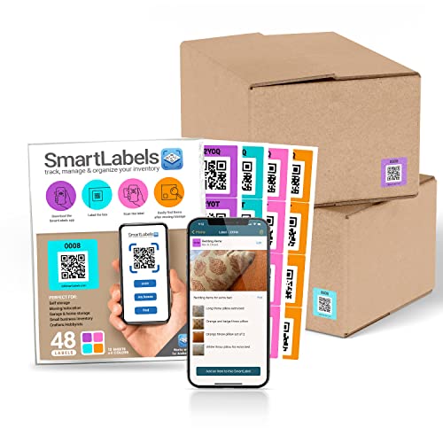 Smart Labels QR Code Stickers with AI Photo Analysis App - Auto-Creates Item Descriptions - No Typing - Made in USA - QR Code Labels for Storage & Inventory Tracking, Organization & Moving, Pack of 48 - style: Contemporary