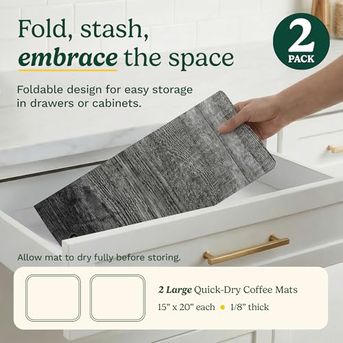 Cuisinart Coffee Mat for Countertop (2 Pack)-Quick-Dry Absorbent Coffee Bar Mat for Espresso Machines & Brew Stations, Also Use as a Dish Drying Mat on Kitchen Counter, Non-Slip, Easy Care, 15” x 20” - color: Charcoal