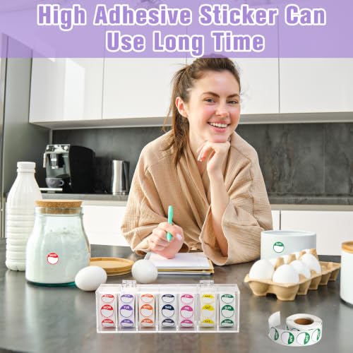 3500 PCS 7 Days of The Week Stickers 0.79 Inch Sticker Roll Dispenser Holder Acrylic Day Dot Dispenser Food Date Labels Stickers Monday to Sunday for Kitchen Restaurant Expiration Date - size: 0.79 Inch Label, style: Round Label