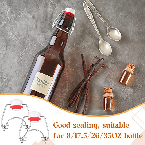 Meanplan 6 Pcs Flip Top Bottle Replacement Caps with 6 Sealing Silicone Gasket Flip Top Stopper for Glass Bottles with Grooved Mouth Swing Lids Fit 8/17.5/26/35oz Bear Bottles
