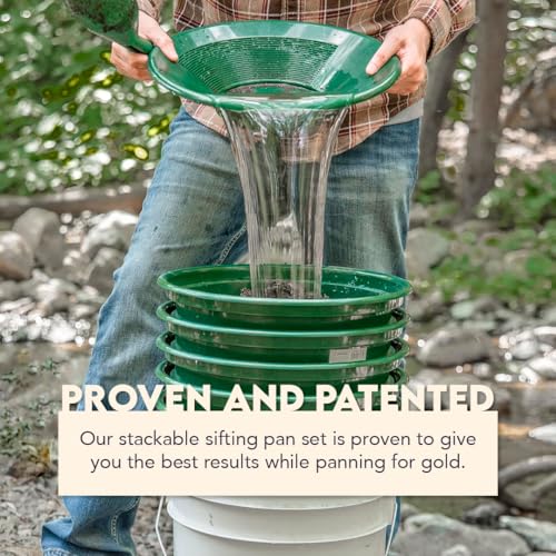 SE 13.25 Inch Wide Stackable Classifier Gold Prospecting Pan - 1/100 Inch Stainless Steel Mesh Sifting Pan, Green - size: 1/100 inch, style: Pans