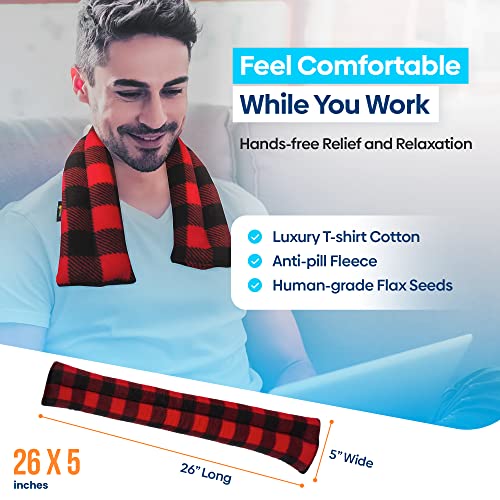 SunnyBay Microwavable Heating Pad for Neck and Shoulder, Heated Neck Wrap, Microwave Heat Pad, Weighted Beanbag Moist Hot or Cold Compress, 2.2 lbs, 26x4 Inches, Buffalo - color: 4x26 - Buffalo