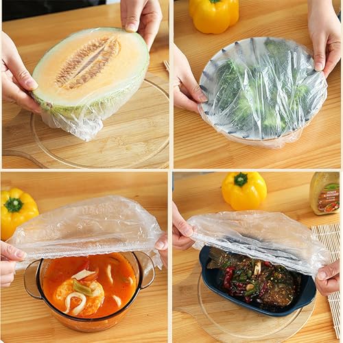 300 Pcs Reusable Elastic Food Covers –Stretchable Bowl & Plate Covers for Bread Proofing Food Storage Picnics. BPA Free, Dishwasher Safe, Universal Fit Clear Adjustable Bread Fermentation Basket Cover