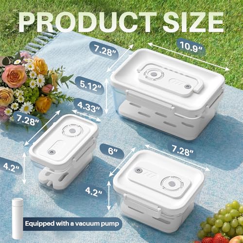 Food Storage Containers with Lids Airtight Set, BPA Free, Portable Vacuum Container Set with Ice Packs for Lunch Boxes & Coolers - Freezer Packs for Kitchen, Fridge, Camping, Picnic