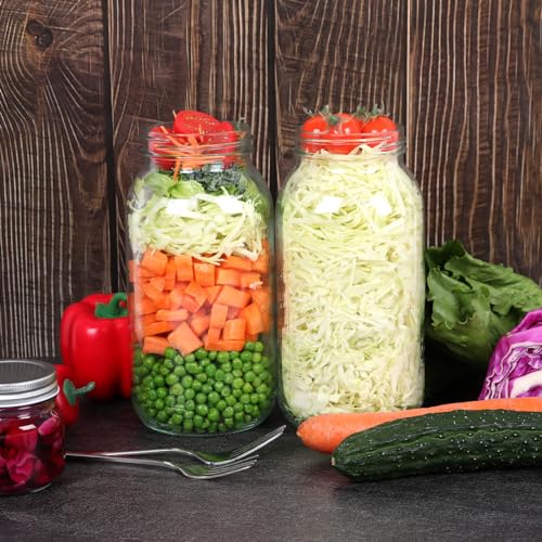 64oz Glass Wide Mouth Mason Jars, 3 Pack | Large Half Gallon Mason Jars with Airtight Lids & Bands for Pantry, Canning, Fermenting & Pickling or Storing