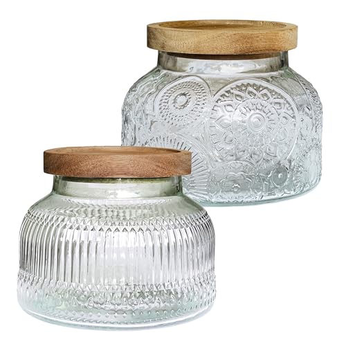 Decorative Glass Jar with Airtight Lid (Clear 2pc, 25.4 Ounces) - size: 25.4 Ounces, style: Clear 2pc