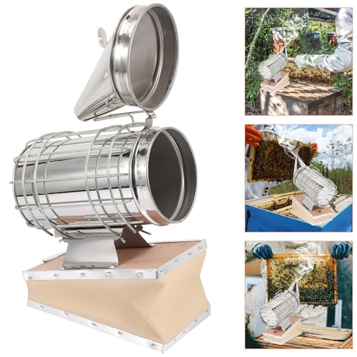 MAGICLULU Beekeeping Smoker Stainless Steel Mini Narrow Spout Bee Hive Smoker Tool with Heat Shield for Apiculture Supplies