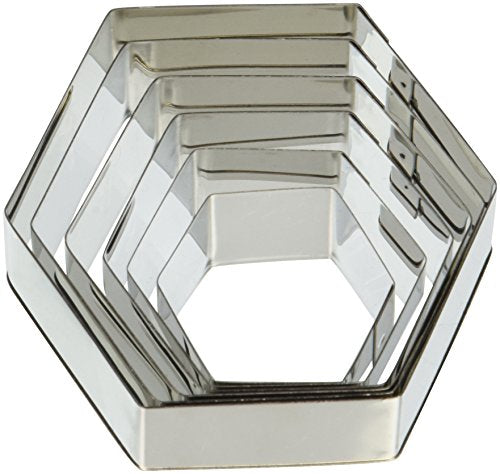 Ateco Plain Hexagon Cutter Set 6pc - size: Plain Edge, style: Hexagon (6 pcs)