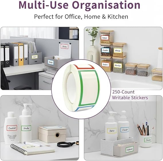 500 Removable Labels - No Residue, Reusable and Waterproof | Suitable for Food Storage Containers, Etc. (250pcs) - color: 250pcs