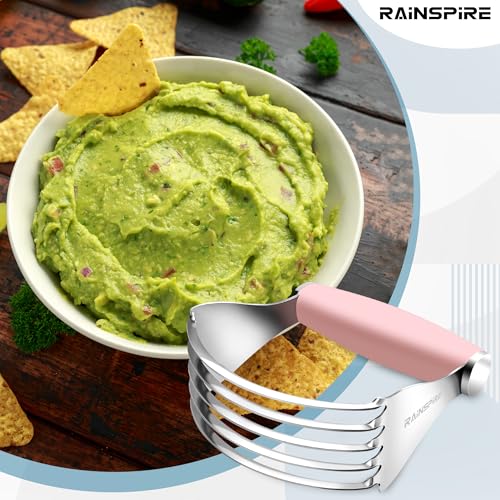 Rainspire XL Pastry Cutter For Baking, Heavy Duty Pastry Blender Stainless Steel, Thick Sharp Blades Dough Blender, Dough Cutter Butter Cutter Pastry for Easy Mixing, Dishwasher Safe, Pink - color: Pink