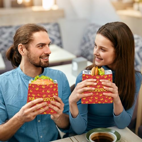 Yarlung 200 Pack Hamburger Bags, Grease-proof Burger Wrappers Paper Warming Foil Retain Heat, Disposable Takeout Food Sleeves for Popcorn Hot Sandwiches, BBQ Party Snack Bar