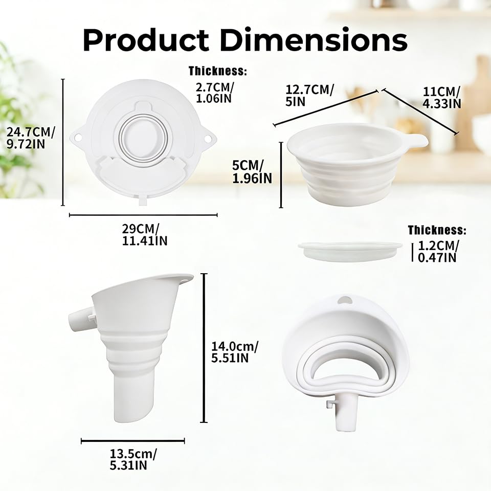 3PC Silicone Flour Funnel for Kitchen Aid Mixer Kitchen Aid Bowl Covers Mixer Bowl Cover,Kitchen Aid Bowl Cover Prevents Food from Spilling Over,Funnel for Kitchen Aid Mixer Foldable Wide Mouth Design - color: 3Pack