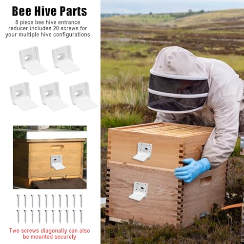 8 Pcs Beehive Entrance Reducer, White Bee Hive Entrance Gates, Portable Beehive Starter Kit, Plastic Bee Hive Entrance Reducer, Beekeeping Supplies - color: White