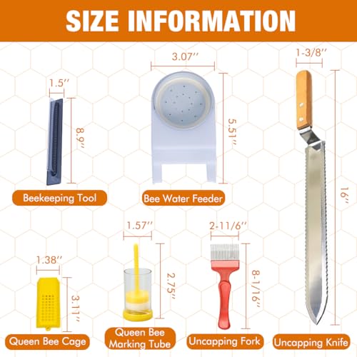 MayBee 14 Pcs Beekeeping Tools with Bee Smoker, Beekeeping Supplies Bee Hives Starter Kit for Beginners and Professional Beekeeper, Durable, Bee Keeping Supplies-All