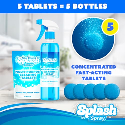 Splash Spray Multi-Purpose Cleaning Tablets - 5x Cleaning Tablets and Bottle Spray - Mix with Warm Water