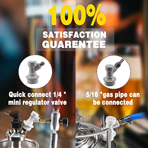 PERA Corny Keg Ball Lock Gas Disconnect MFL 1/4, Include 5/16 Swivel Nuts, 2 Free Worm Clamps for Homebrewing