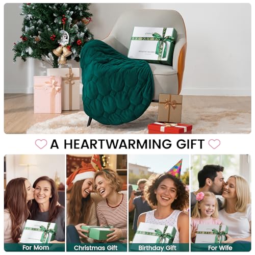 immtree Weighted Heating Pad for Period Cramps, 29" x 24" Extra Large Electric Heated Pads 7 lbs, Back Shoulder Knee Abdomen Pain Relief, Soft Warm Heavy Lap Blanket, Dark Green - color: Dark Green, size: 29"x24" 7 Pound